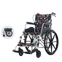 Load image into Gallery viewer, Solid big wheel stab proof manual aluminum alloy wheelchair oxford cloth breathable walking stick portable folding trolley-Great Rehab Medical