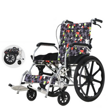 Load image into Gallery viewer, Solid big wheel stab proof manual aluminum alloy wheelchair oxford cloth breathable walking stick portable folding trolley-Great Rehab Medical
