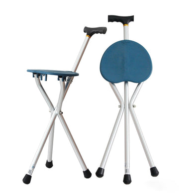 Outdoor aluminum alloy walking cane folding 3 leg foldable stool walking stick for elderly with seat-Great Rehab Medical