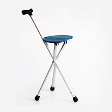 Load image into Gallery viewer, Outdoor aluminum alloy walking cane folding 3 leg foldable stool walking stick for elderly with seat-Great Rehab Medical