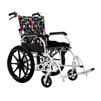 Solid big wheel stab proof manual aluminum alloy wheelchair oxford cloth breathable walking stick portable folding trolley-Great Rehab Medical