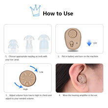 Load image into Gallery viewer, K-86 Digital Ear Hearing Amplifier Mini Hearing Aid ITC Volume Control Personal Sound Amplifier Enhancer Hearing Aid 3 Earplug-Great Rehab Medical