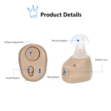 Load image into Gallery viewer, K-86 Digital Ear Hearing Amplifier Mini Hearing Aid ITC Volume Control Personal Sound Amplifier Enhancer Hearing Aid 3 Earplug-Great Rehab Medical