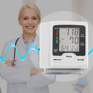 Portable Wrist BP Blood Pressure Monitor Meter Pulse Rate Heart Beat Rate Device Machine Equipment Tonometer BP Sphygmomanometer-Great Rehab Medical