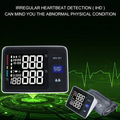 Arm Automatic Blood Pressure Monitor BP Sphygmomanometer Pressure Meter Tonometer Measuring Arterial Pressure Large LCD Display-Great Rehab Medical