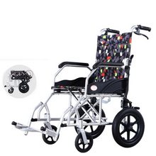 Load image into Gallery viewer, Solid big wheel stab proof manual aluminum alloy wheelchair oxford cloth breathable walking stick portable folding trolley-Great Rehab Medical
