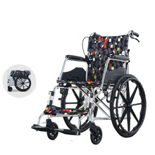 Load image into Gallery viewer, Solid big wheel stab proof manual aluminum alloy wheelchair oxford cloth breathable walking stick portable folding trolley-Great Rehab Medical
