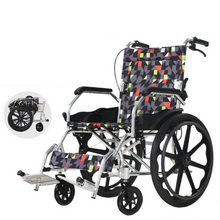 Load image into Gallery viewer, Solid big wheel stab proof manual aluminum alloy wheelchair oxford cloth breathable walking stick portable folding trolley-Great Rehab Medical
