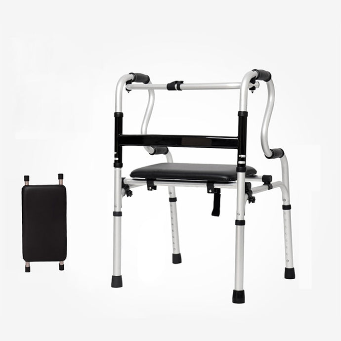 Non-slip aluminum alloy frame hospital walkers for elderly with double handrail and PU seat plate-Great Rehab Medical