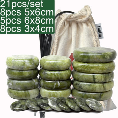 Green Jade Body Massage Hot Stone set SPA Canvas heater Bag Relieve Pain Spa Relax Body Heating-Great Rehab Medical