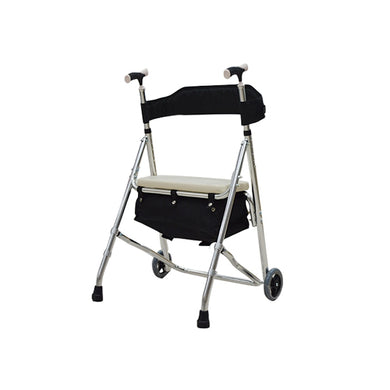 Aluminum alloy 2 wheels foldable shopping rollator walker with storage basket and soft seat-Great Rehab Medical