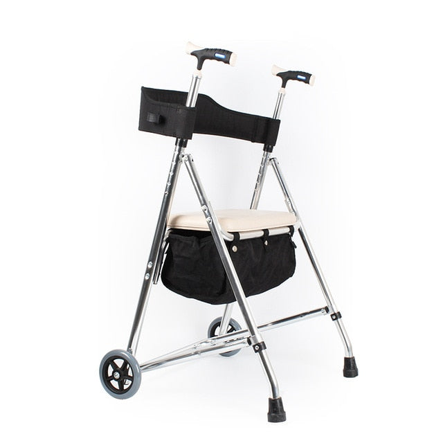 Aluminum alloy 2 wheels foldable shopping rollator walker with storage basket and soft seat-Great Rehab Medical