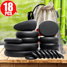 Load image into Gallery viewer, 18pcs/set Hot Massage Energy Body Basalt Stone set Beauty Salon SPA with Thick Canvas healthcare back pain relieve massage set-Great Rehab Medical
