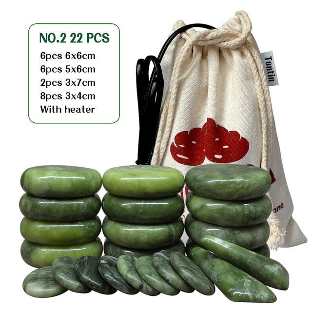 Tontin Jade glaze hot stone massage Set massager back massageador Health Care stones for massage spine basalt lava stone spa-Great Rehab Medical