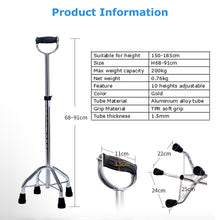 Load image into Gallery viewer, Elderly flexible adjustable walking stick walking support with four legs-Great Rehab Medical
