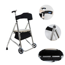 Load image into Gallery viewer, Outdoor rollator shopping walker adjustable folding with storage basket and soft seat for elderly-Great Rehab Medical
