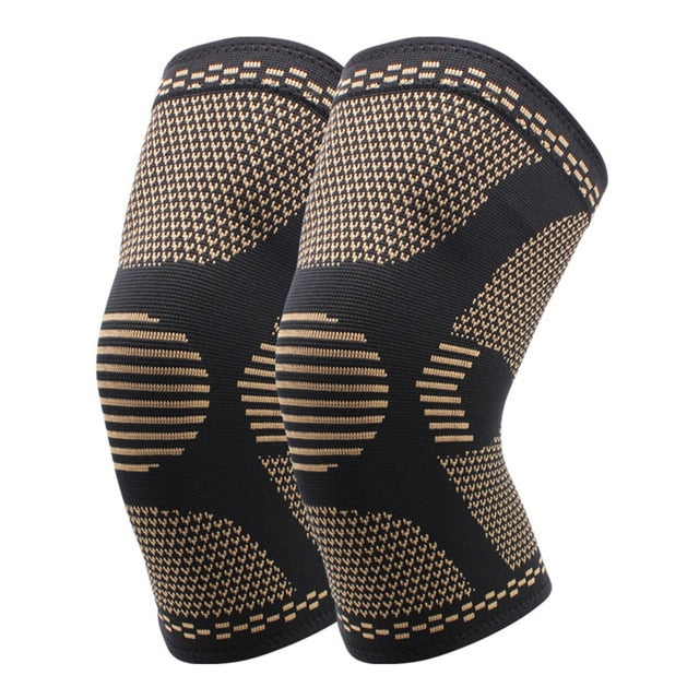 1Pair Copper Nylon Protective Knee Brace Support Non-slip Sport Kneepad Brace Fitness Running Basketball Volleyball Support-Great Rehab Medical