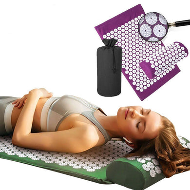 Massage Cushion Yoga Acupressure Mat Acupressure Relieve Stress Back Neck Body Pain Acupuncture Mat Massage Mat with Pillow-Great Rehab Medical