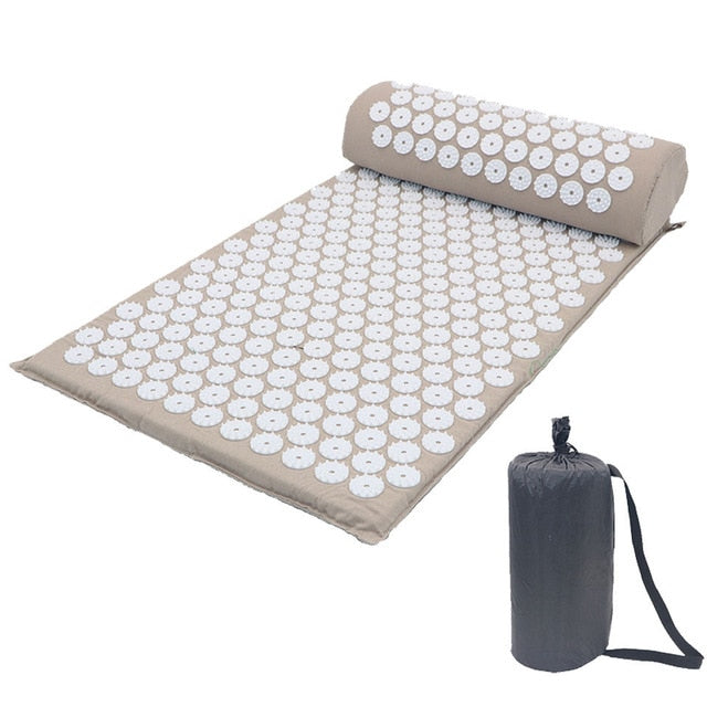 Massage Cushion Yoga Acupressure Mat Acupressure Relieve Stress Back Neck Body Pain Acupuncture Mat Massage Mat with Pillow-Great Rehab Medical