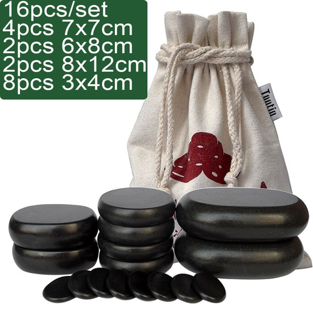 Tontin big size Hot Stone Massage Set Relieve Stress Back Pain Health Care Acupressure Lava Basalt Stones for Healthcare-Great Rehab Medical