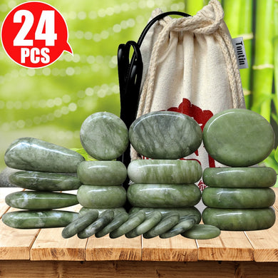 Tontin Jade glaze hot stone massage Set massager back massageador Health Care stones for massage spine basalt lava stone spa-Great Rehab Medical