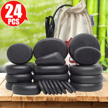 Load image into Gallery viewer, 24pcs/set Hot Stone Massage Set Heater Relieve Stress Back Pain Health Care Acupressure Lava Basalt Stones for Healthcare-Great Rehab Medical
