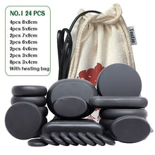 Load image into Gallery viewer, 24pcs/set Hot Massage Energy Body Basalt Stone set Beauty Salon SPA with Thick Canvas Heating bag healthcare back pain relieve-Great Rehab Medical
