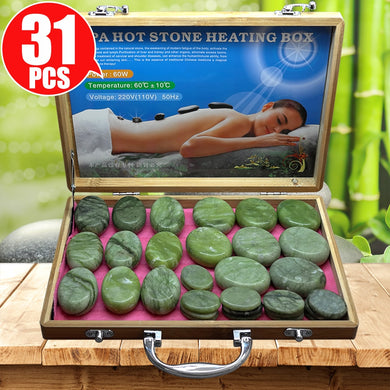 Tontin 31pcs/set Jade glaze hot stone massage massager back massageador Health stones for massage spine basalt lava stone spa-Great Rehab Medical