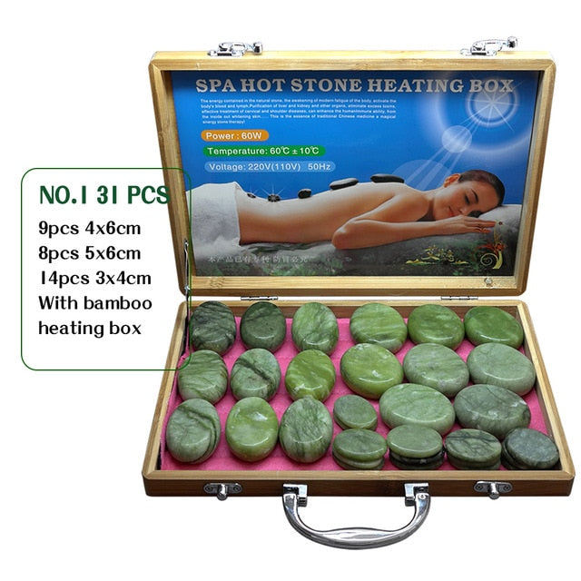 Tontin 31pcs/set Jade glaze hot stone massage massager back massageador Health stones for massage spine basalt lava stone spa-Great Rehab Medical