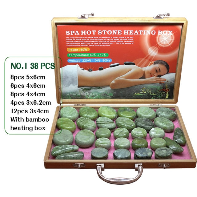 Tontin Jade glaze hot stone massage Set massager back massageador Health Care stones for massage spine basalt lava stone spa-Great Rehab Medical