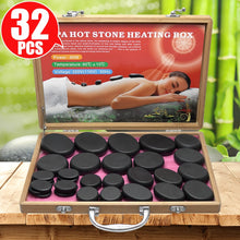 Load image into Gallery viewer, Tontin 32pcs/set basalt stone massage stone hot stone set with 220V/110V Bamboo heating box Relieve Pain Health Care lava stone-Great Rehab Medical
