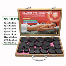 Load image into Gallery viewer, Tontin 32pcs/set basalt stone massage stone hot stone set with 220V/110V Bamboo heating box Relieve Pain Health Care lava stone-Great Rehab Medical
