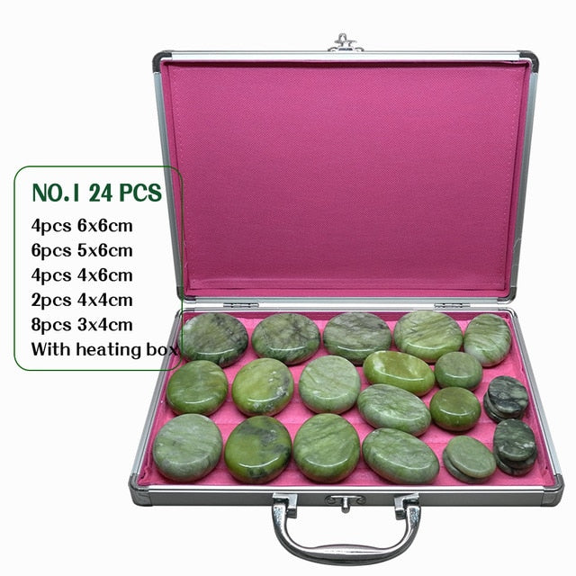 Tontin Jade glaze hot stone massage Set massager back massageador Health Care stones for massage spine basalt lava stone spa-Great Rehab Medical