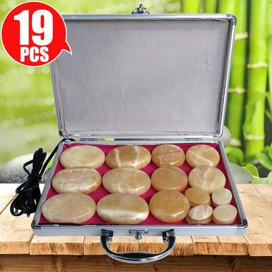 Tontin topaz 19pcs/set Hot stone body massager Salon SPA with heater box Stone Massage Rocks CE and ROHS-Great Rehab Medical