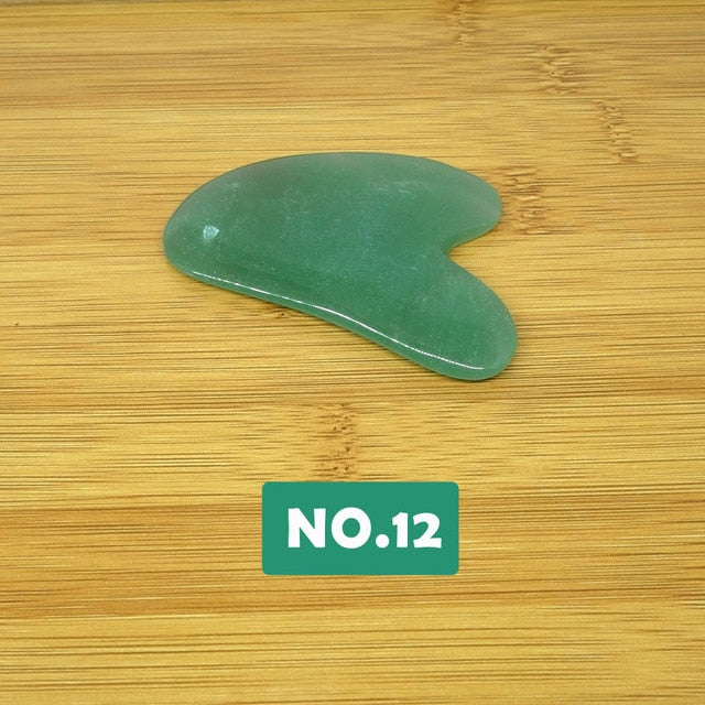 Hot Massage Tool Guasha Board Natural green jade scraping plate scraper stone massager thin slimming face v-line beauty-Great Rehab Medical