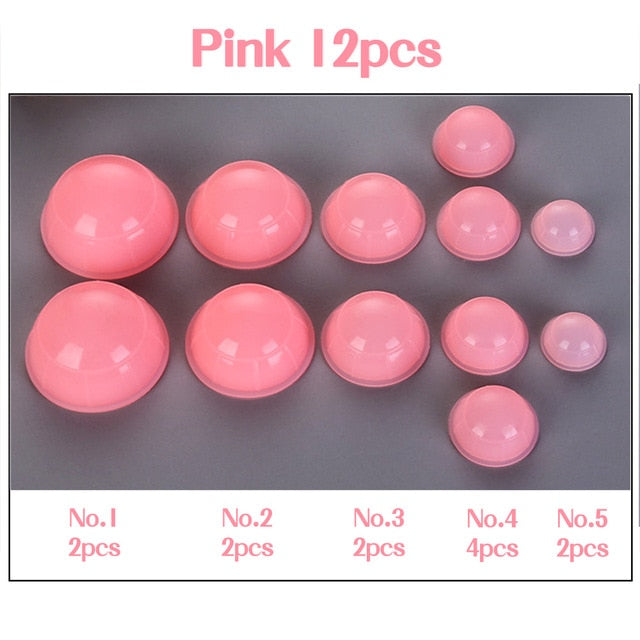 12pcs/kit Jar for Massage Body Cups Silicone Vacuum Cupping Ventosas Ventouse vacuum bank Weight massage Cupping Apparatus-Great Rehab Medical