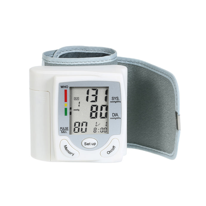 Portable Automatic Digital LCD Display Wrist Blood Pressure Monitor Device Heart Beat Rate Pulse Meter Measure Tonometer White-Great Rehab Medical