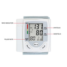 Load image into Gallery viewer, Portable Automatic Digital LCD Display Wrist Blood Pressure Monitor Device Heart Beat Rate Pulse Meter Measure Tonometer White-Great Rehab Medical
