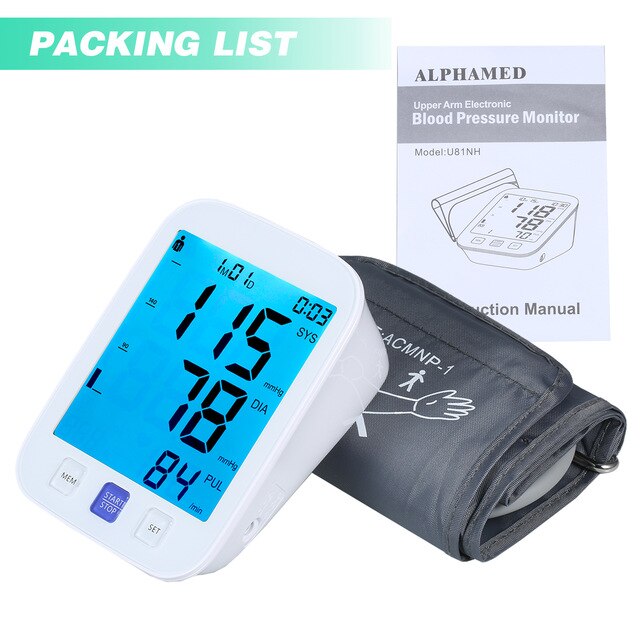 Blood Pressure Monitor Upper Arm Automatic Digital Blood Pressure Monitor Cuff Home BP Sphygmomanometers with Large LCD Display-Great Rehab Medical