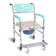 Load image into Gallery viewer, Aluminum shower medical bedside commode chair with wheels for adults-Great Rehab Medical
